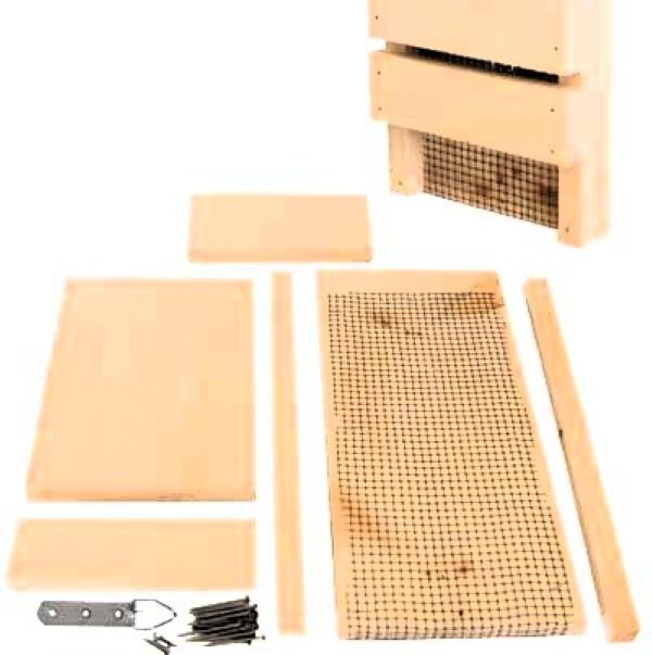 Close-up of bat house kit ready to assemble