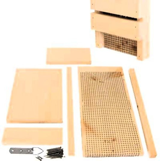 Close-up of bat house kit ready to assemble
