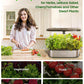 Woman in a kitchen with a hydroponics system growing vegetables, fruits, flowers, and herbs.