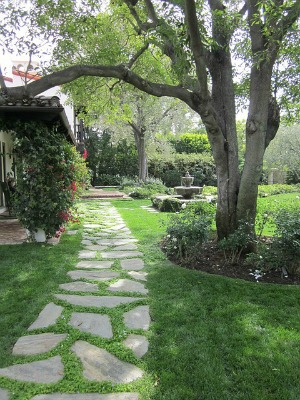 stone walkway in yard